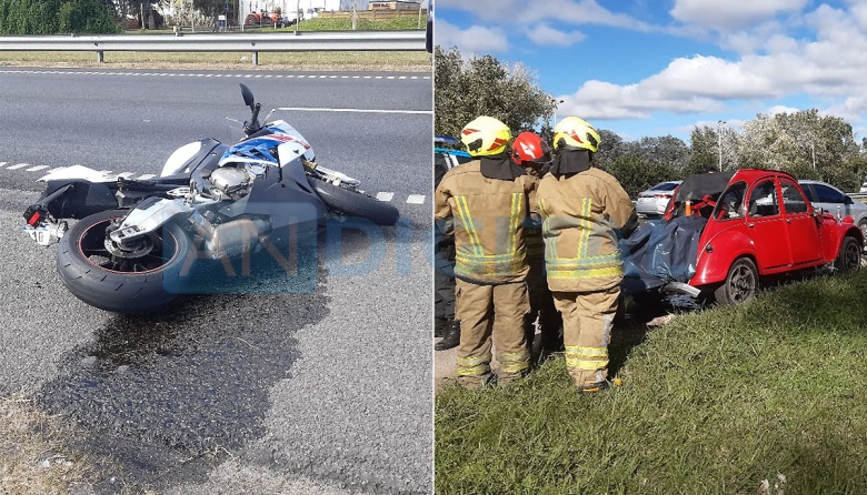 Corría picadas en moto, se incrustó en un auto y murió en la AU Ezeiza-Cañuelas