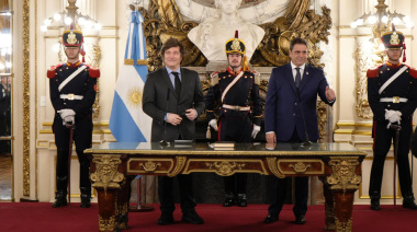 Milei le tomó juramento a Lisandro Catalán: “Somos optimistas”
