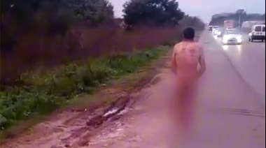 Vecinos detuvieron a un ladrón, lo desnudaron y lo hicieron caminar por la ruta 36