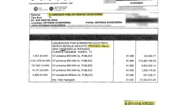 Aumento de casi 400 %: el Municipio de Esteban Echeverría recibió una factura de luz de $ 270 millones