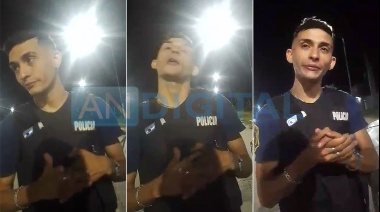 Filman a un policía totalmente borracho durante un operativo en Isidro Casanova