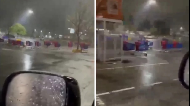Changuitos de supermercado se desatan en carrera durante la tormenta