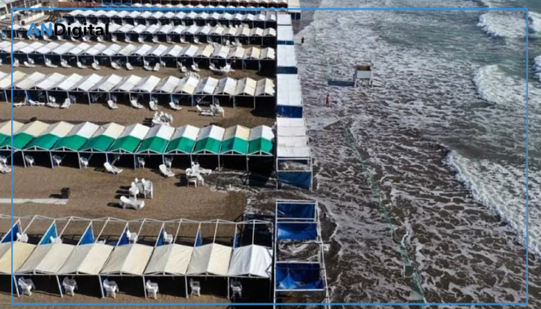 Mar del Plata sin playa: la crecida del mar tapó la arena y el agua llegó hasta las carpas