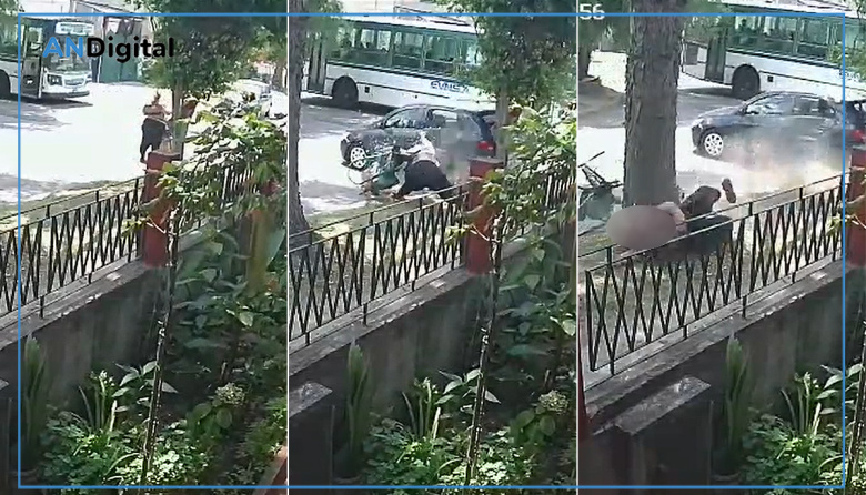 Auto choca con un colectivo y arrolla brutalmente a una mujer en Quilmes