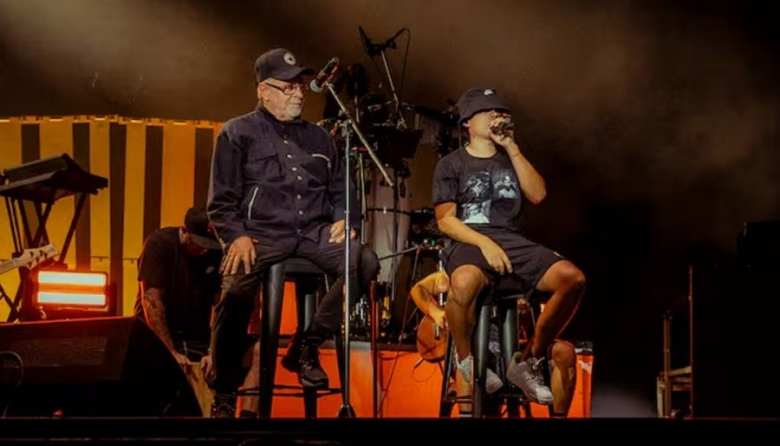 León Gieco y Trueno unieron generaciones al cantar “Tierra Zanta” en el Cosquín Rock 2026