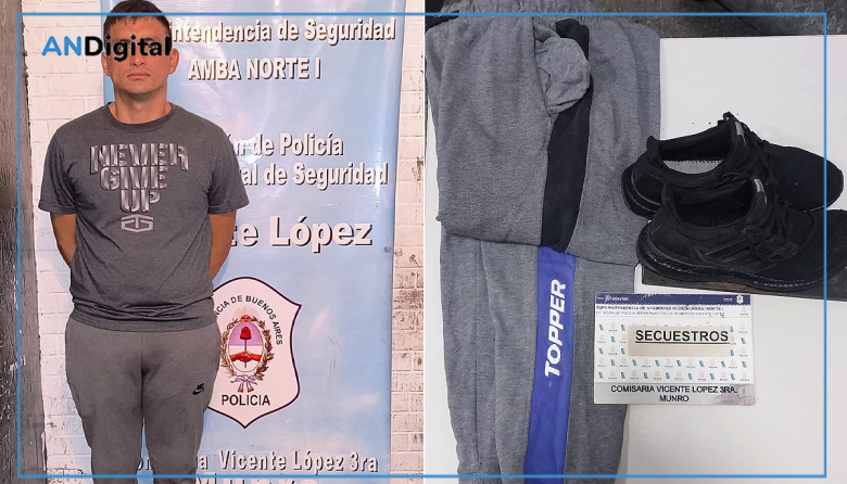 Le dio una patada voladora a una mujer en Vicente López para robarle la mochila: Detenido