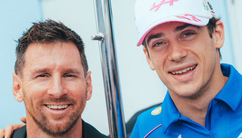 Lionel Messi en el Gran Premio de Miami: el saludo con Franco Colapinto