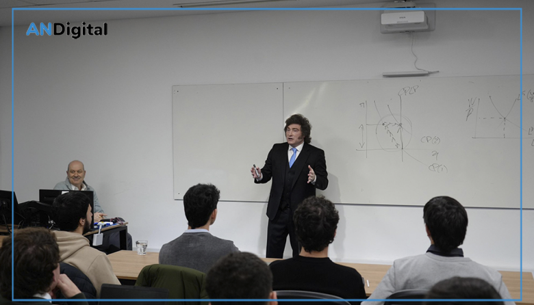 Javier Milei dio una clase en una universidad privada tras la masiva marcha federal