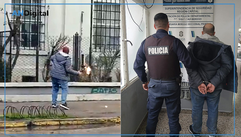Atacaron el Concejo Deliberante de Berisso con una molotov y hubo un detenido