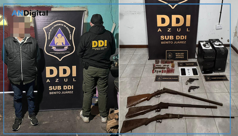 Allanamiento por material de abuso infantil en Benito Juárez acaba con un detenido y un arsenal secuestrado