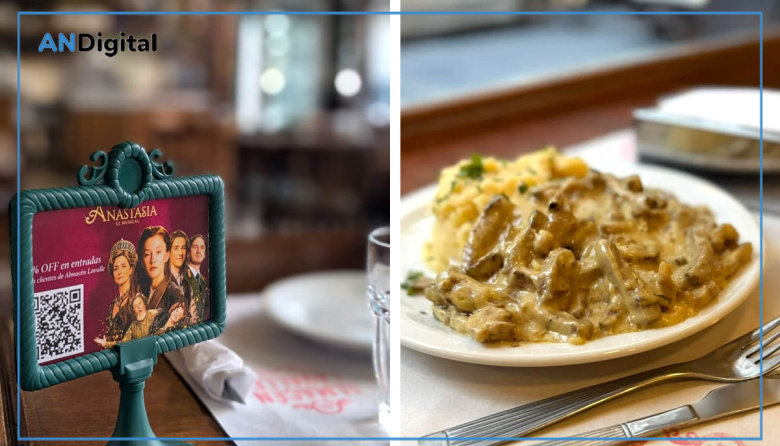 Anastasia y un menú en un Bar Notable que suma teatro, precio y una pista rusa