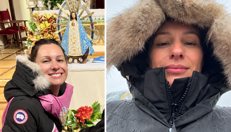 Pampita caminó a Luján bajo la lluvia y miles de fieles avanzan hacia la Basílica