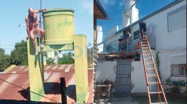Se metió a una casa, se subió desnudo al tanque de agua y lo bajó la policía: Lo buscaban por robo
