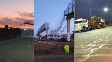 Un camión derribó un puente peatonal en la Ruta 5 e intentó escapar: Detenido