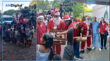 El policía solidario se disfrazó de Papá Noel y entregó regalos en La Plata