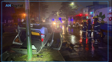 Persecución, choque y vuelco en Burzaco: cuatro detenidos en un auto robado