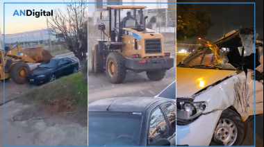Salió a festejar el triunfo de Argentina con una retroexcavadora y chocó 7 autos: Estaba borracho
