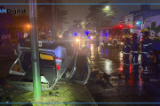 Persecución, choque y vuelco en Burzaco: cuatro detenidos en un auto robado